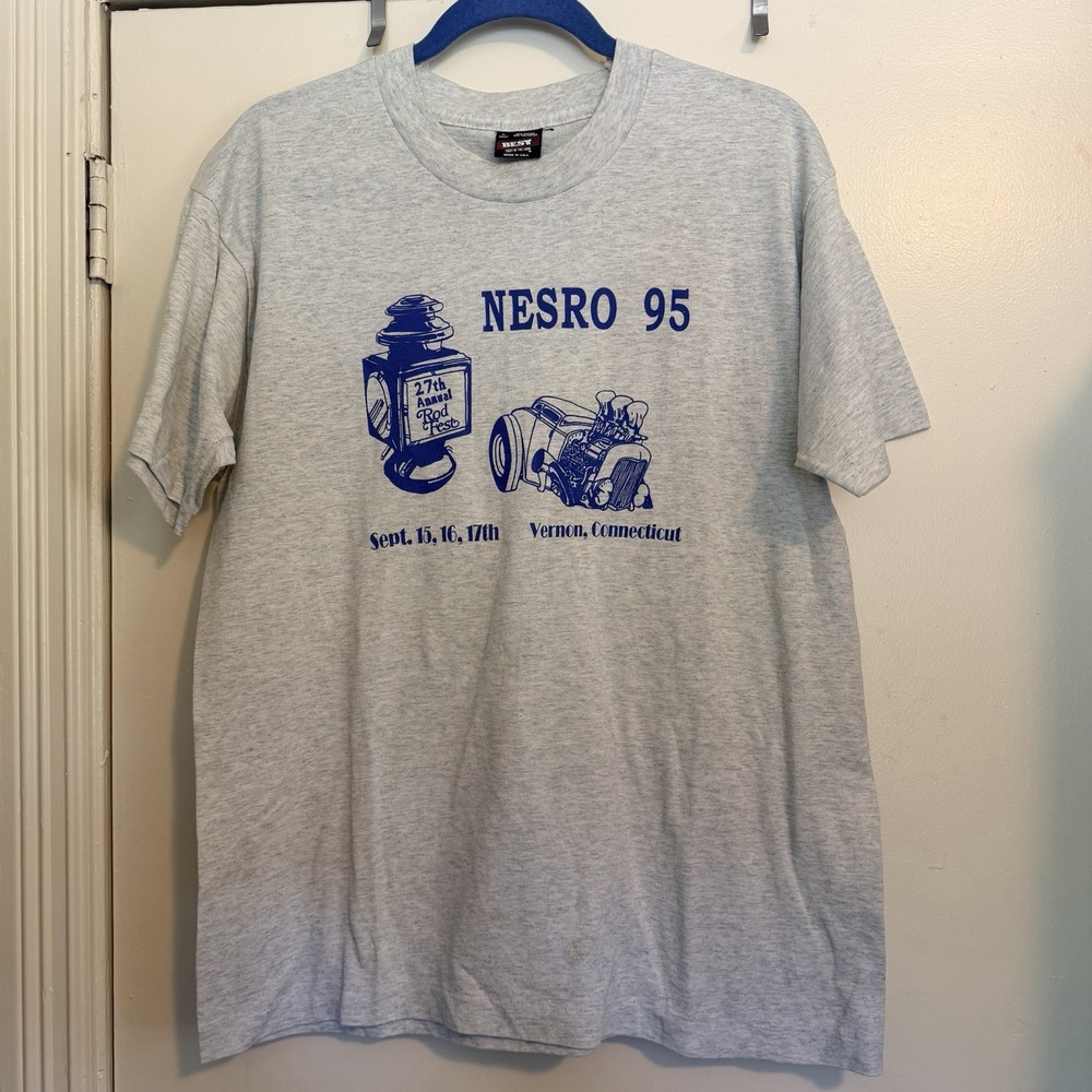 Vintage Single Stitch Men's T-Shirt L FOTL 50/50 USA 95 Nesro Rod Run CT